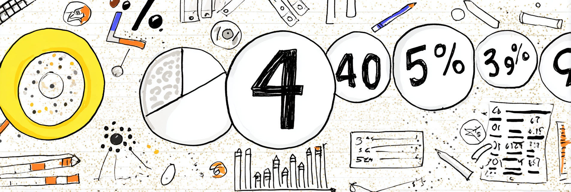 Collage of numbers and graphs