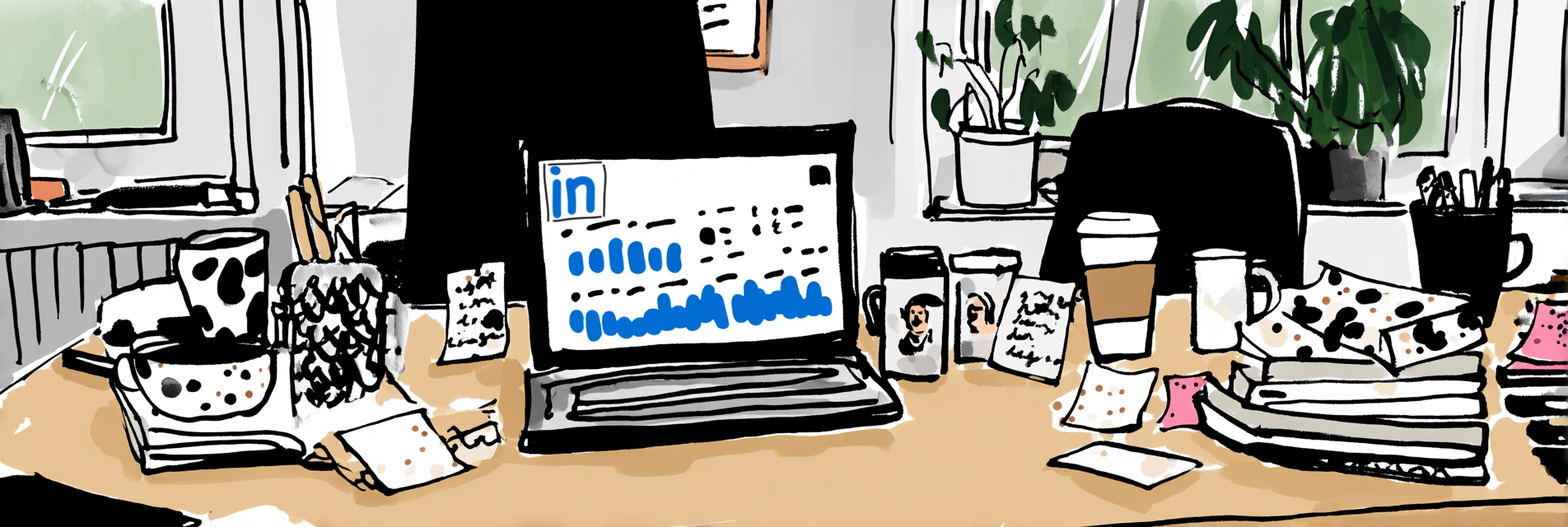 deskwithmonitorshowingLIanalytics - Runcible Content